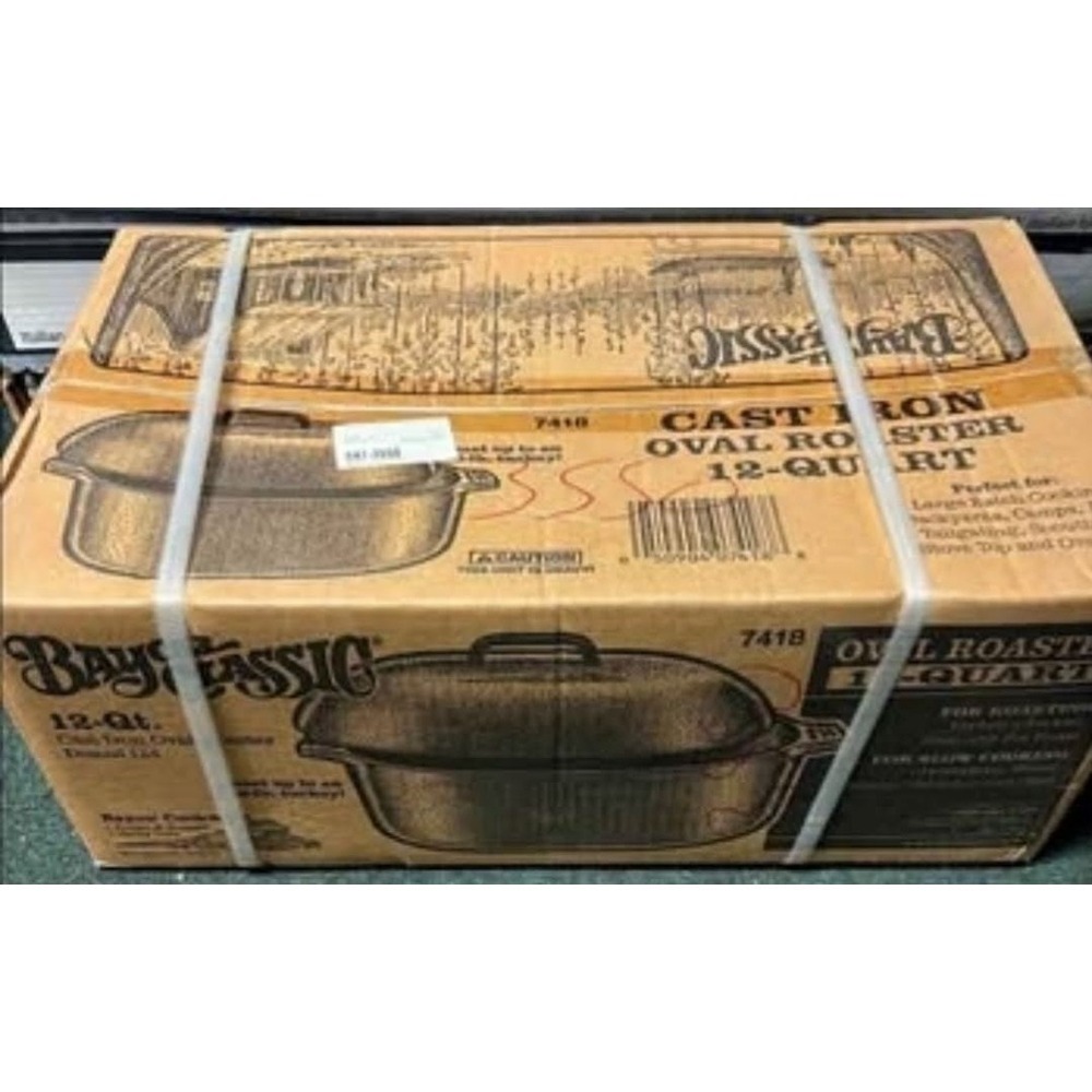 Bayou Classic 7418 12-qt Cast Iron Oval Roaster Features Domed Cast Iron Lid.